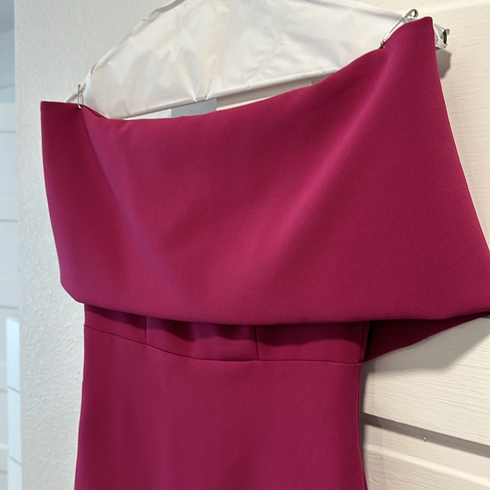 Fuchsia off the shoulder cocktail dress